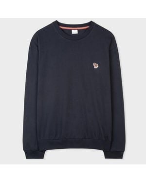 Paul Smith Organic Cotton Zebra Logo Long-Sleeve T-Shirt - Blue