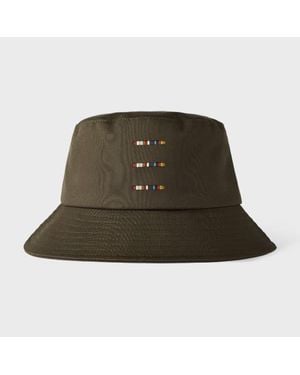Paul Smith Khaki Cordura Laser 'Signature Stripe' Bucket Hat - Green