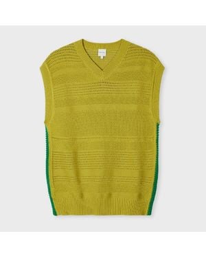 Paul Smith Lime Textured Cotton Knitted Vest - Green