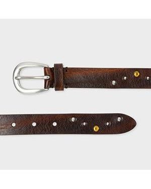 Paul Smith Leather Studded Belt - Brown