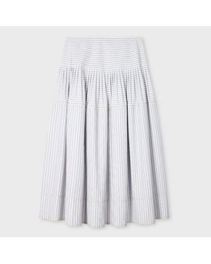 Paul Smith Cotton-Blend Stripe Skirt - White