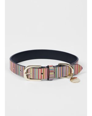Paul Smith 'Signature Stripe' Calf Leather Dog Collar Medium/Large - Blue
