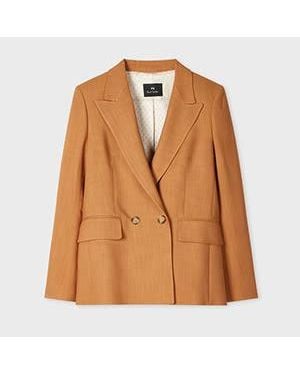 Paul Smith Tan Textured Double-Breasted Blazer - Brown
