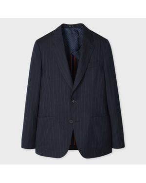 Paul Smith Wool-Linen Pinstripe Buggy-Lined Blazer - Blue