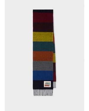 Paul Smith Block Stripe Wool Scarf - White