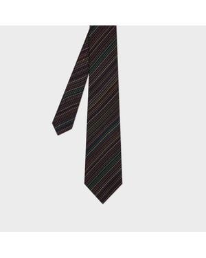 Paul Smith 'Signature Stripe' Houndstooth Silk-Blend Tie - Black