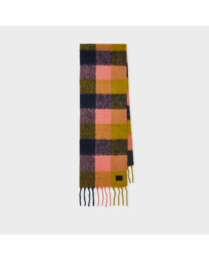Paul Smith Merino Wool Check Scarf - Orange