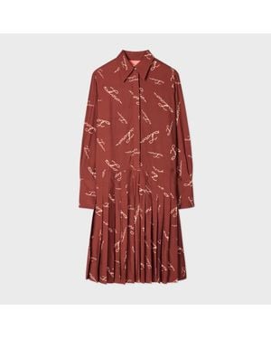 Paul Smith Burgundy 'Love' Print Shirt Dress - Red