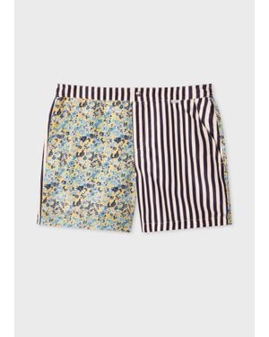 Paul Smith Floral Stripe Print Swim Shorts - White