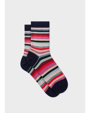 Paul Smith Striped Print Socks - Blue