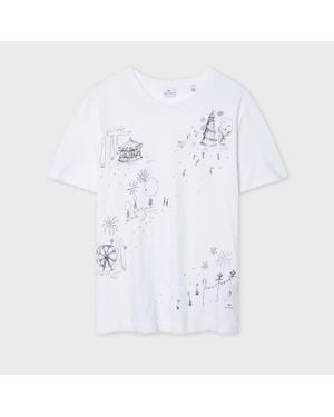 Paul Smith Cotton 'Fairground Sketch' T-Shirt - Blue