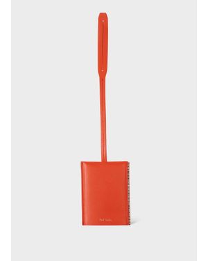 Paul Smith Leather 'Signature Stripe' Trim Luggage Tag - Red