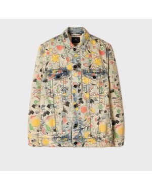 Paul Smith 'Good Fortune Floral' Print Denim Jacket - Metallic