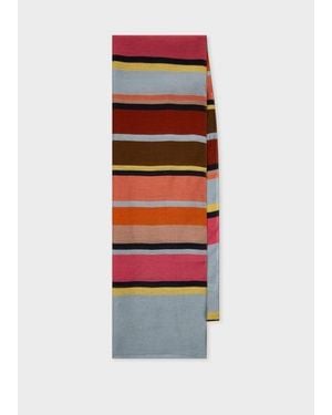 Paul Smith Stripe Viscose-Silk Scarf - Red