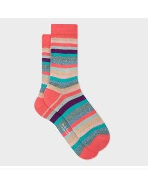 Paul Smith Women's Multi-colour Glitter 'swirl Stripe' Socks - White