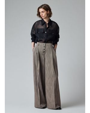 Paul Smith Herringbone Wide-Leg Pleated Trousers - Grey