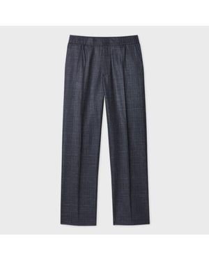 Paul Smith Wool-Silk Elasticated-Waist Trousers - Blue