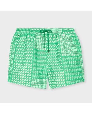 Paul Smith Mixed Pattern Swim Shorts - Green