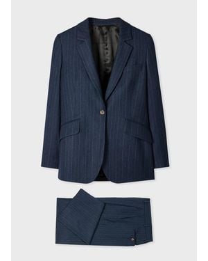 Paul Smith Chalk Stripe Wool-Blend Two-Piece Suit - Blue