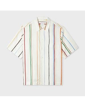 Paul Smith Ecru 'Painted Signature Stripe' Short-Sleeve Shirt - White