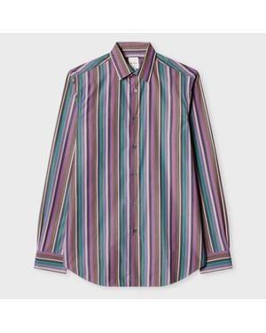 Paul Smith Tailored-Fit Multistripe Cotton Shirt - Blue
