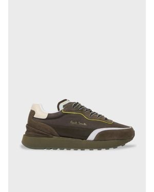 Paul Smith Khaki Leather 'Aston' Trainers - Brown