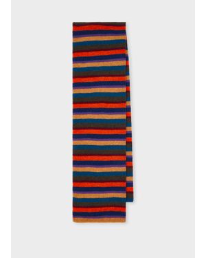 Paul Smith Burgundy 'Seasonal Stripe' Lambswool Scarf - Red