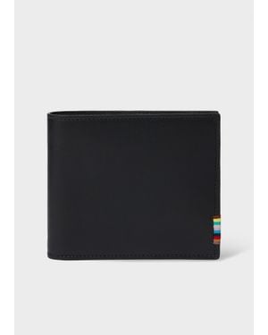 Paul Smith Leather 'Signature Stripe' Stitch Billfold Wallet - Black