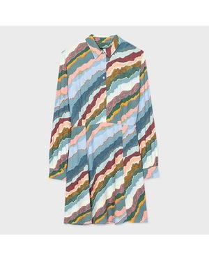 Paul Smith 'Torn Stripe' Shirt Dress - Blue