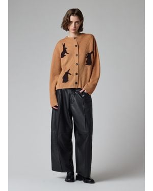 Paul Smith 'Rabbit' Embroidery Merino Wool Cardigan - Natural