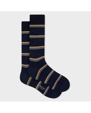 Paul Smith Signature Block Stripe Crew Socks - Blue