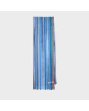 Paul Smith Cotton 'Multistripe' Scarf - Blue