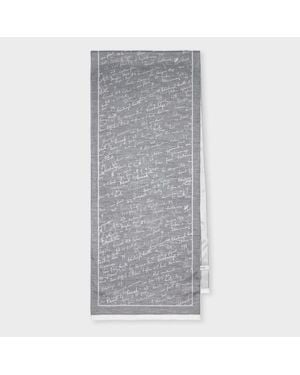 Paul Smith Silk-Blend 'Notebook Writing' Scarf - Grey