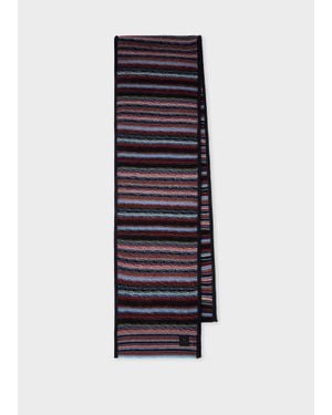 Paul Smith Cotton-Mohair Textured Stripe Scarf - Blue