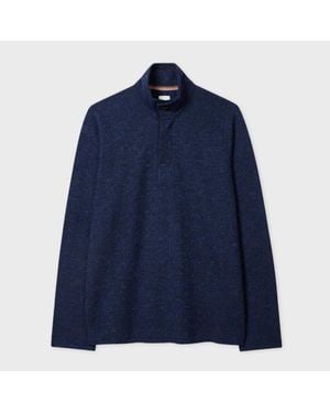 Paul Smith Textured Marl Funnel Neck Sweatshirt - Blue
