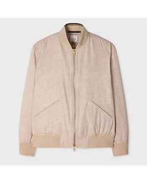 Paul Smith Sand Linen-Silk Bomber Jacket - Natural