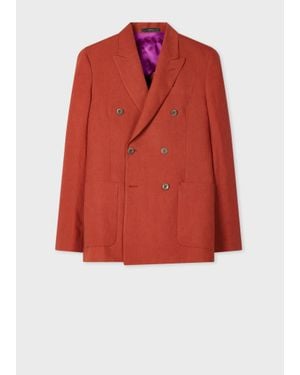 Paul Smith Rust Double-Breasted Linen Blazer - Red