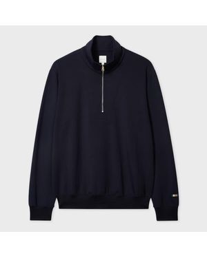 Paul Smith Lyocell-Cotton Half-Zip Sweatshirt - Blue