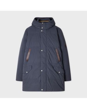 Paul Smith Long Down Parka With Detachable Hood - Blue