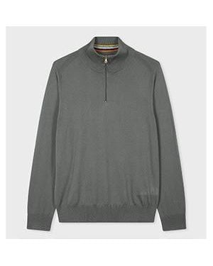 Paul Smith Slate Merino Wool Half-Zip Jumper - Grey