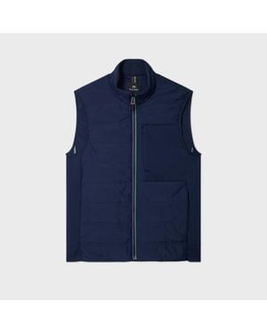 Paul Smith Quilted Mixed Media Gilet - Blue