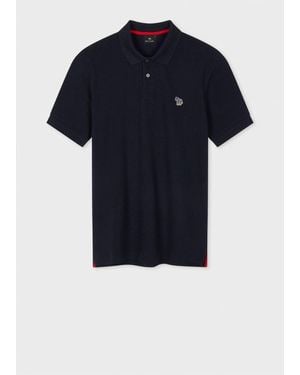 Paul Smith Dark Cotton-Piqué Zebra Logo Polo Shirt - Blue