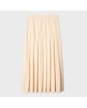 Paul Smith Cream Pleated Cotton-Blend Skirt - Natural