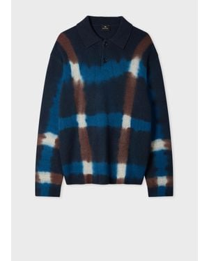 Paul Smith Tie-Dye Merino Wool Polo Jumper - Blue