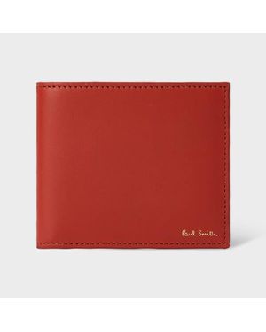 Paul Smith Brick Leather 'Signature Stripe' Interior Billfold And Coin Wallet - Red