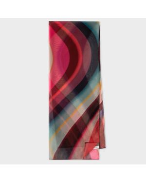Paul Smith Multicolour 'spray Swirl' Silk Scarf - Red