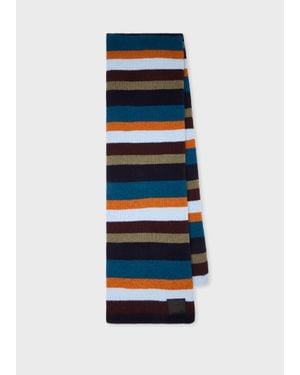Paul Smith Stripe Lambswool Scarf - Blue