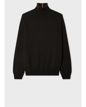 Paul Smith Dark Khaki Cashmere Roll Neck Jumper - Black