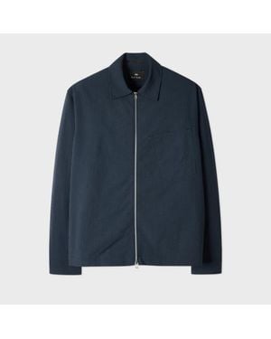 Paul Smith Seersucker Check Zip Shirt Jacket - Blue