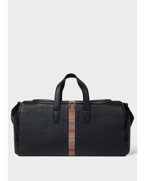 Paul Smith Leather 'Signature Stripe' Holdall Bag - Black